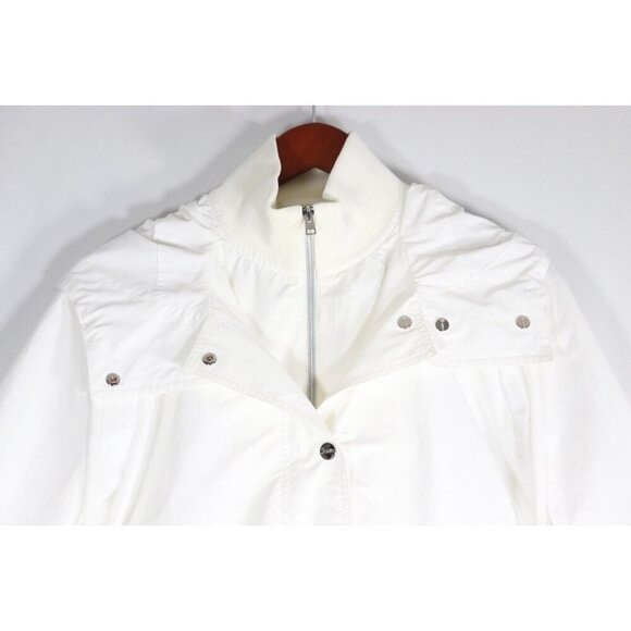 Herno Women Size IT42 US6 White Drawstring Hooded Jacket A-Line Parka Coat $1195 - Picture 3 of 9